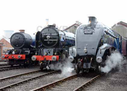 Purchase photo of 6023 KING EDWARD II,  60163 TORNADO &  60007 SIR NIGEL GRESLEY at Didcot