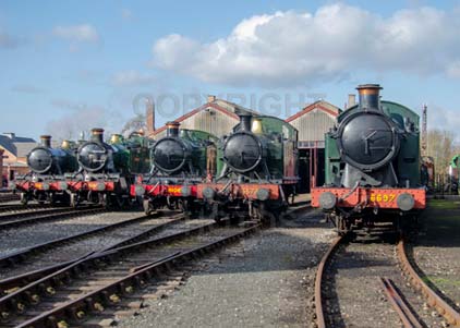 Purchase photo of 4144 2-6-2T,  5199 2-6-2T,  6106 2-6-2T,  5572 2-6-2T &  6697 0-6-2T at Didcot