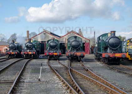 Purchase photo of 4144 2-6-2T,  5199 2-6-2T,  6106 2-6-2T,  5572 2-6-2T &  6697 0-6-2T at Didcot