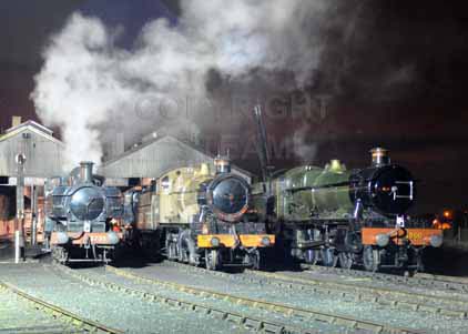 Purchase photo of 3738 0-6-0PT,  5322 2-6-0 Tender Locomotive &  5900 HINDERTON HALL at Didcot