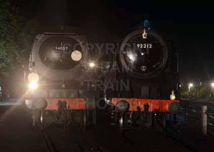 Purchase photo of 34007 WADEBRIDGE &  92212 9F at Mid Hants Railway
