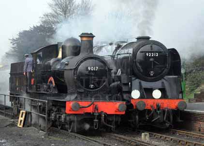Purchase photo of 9017 EARL OF BERKELEY &  92212 9F at Mid Hants Railway
