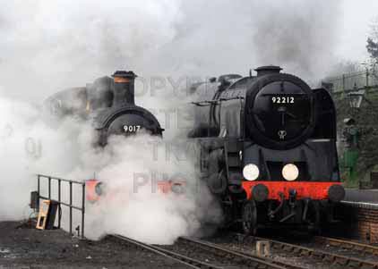 Purchase photo of 9017 EARL OF BERKELEY &  92212 9F at Mid Hants Railway