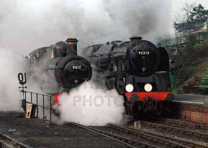 Purchase photo of 9017 EARL OF BERKELEY &  92212 9F at Mid Hants Railway