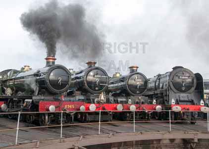 Purchase photo of 4965 ROOD ASHTON HALL,  6000 KING GEORGE V,  5043 EARL OF MOUNT EDGCUMBE &  71000 DUKE OF GLOUCESTER at Tyseley